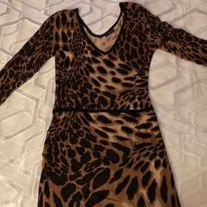 Stretchy animal print sweater dress